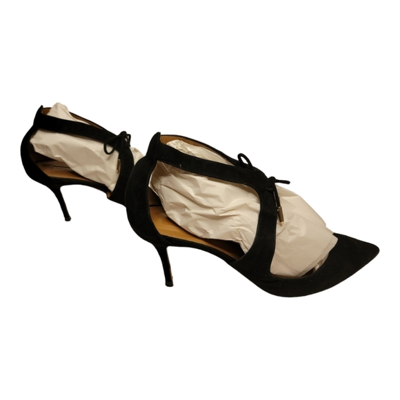 AQUAZZURA Kimi Pump 75 Black Suede Heel 3" Heel - Picture 3 of 15